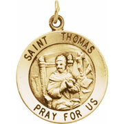 14k Yellow 18 Mm Round St. Thomas Medal