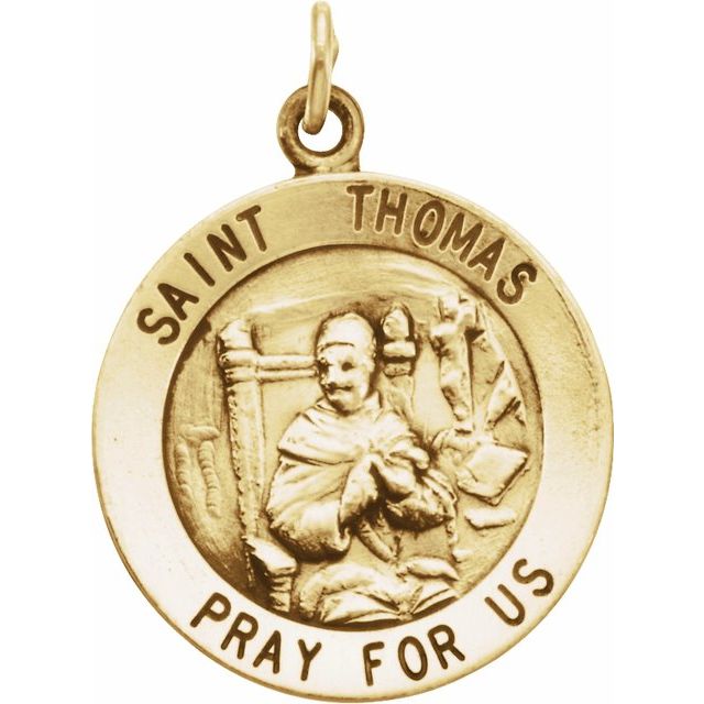 14k Yellow 18 Mm Round St. Thomas Medal