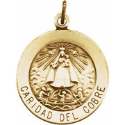 14K Yellow 18 mm Round Caridad del Cobre Medal