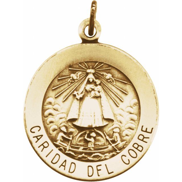14K Yellow 18 mm Round Caridad del Cobre Medal