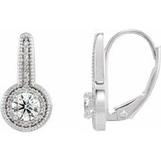 14k White 5/8 Ctw Natural Diamond Halo-style Dangle Earrings