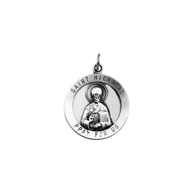14K White 18.25 mm St. Nicholas Medal