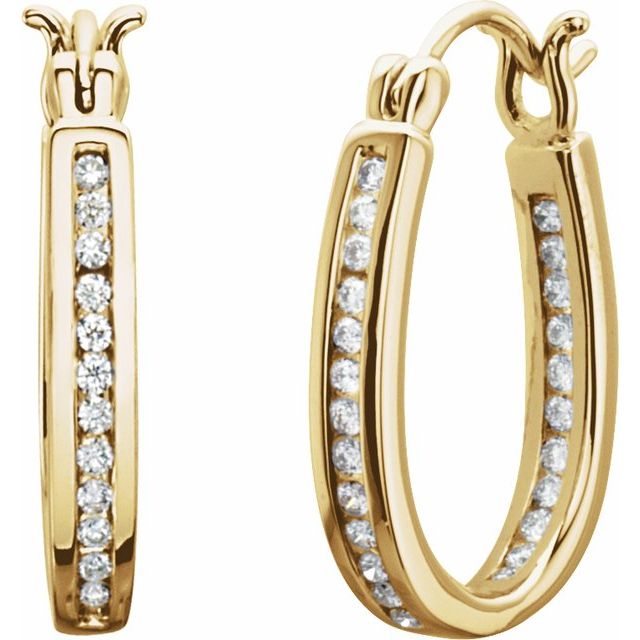 14K Yellow 1/3 CTW Natural Diamond Inside-Outside Hinged 13.7 mm Hoop Earrings