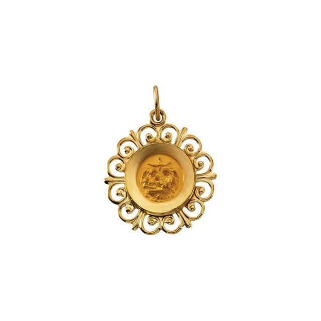 14k Yellow 18 Mm Round Baptismal Medal