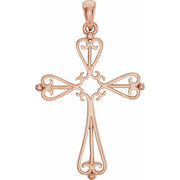 14K Rose Cross Pendant