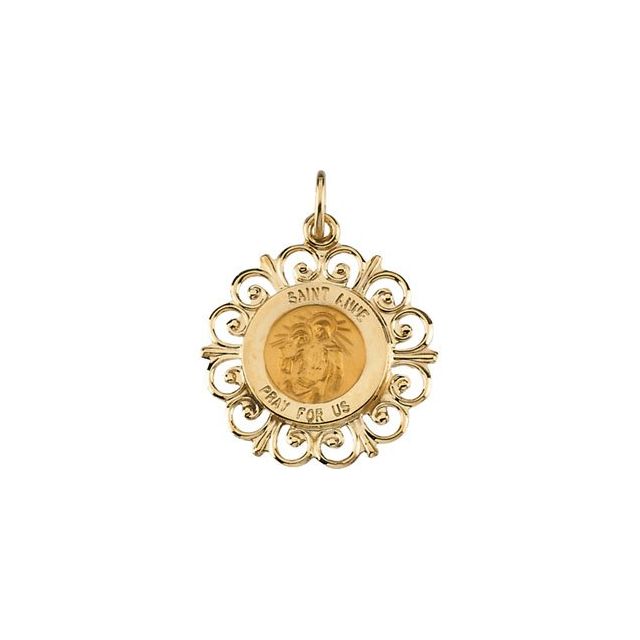 14K Yellow 18 mm St. Anne de Beau Pre Medal