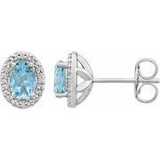 Sterling Silver Natural Sky Blue Topaz & .025 Ctw Natural Diamond Earrings