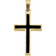 14k Yellow & Black Epoxy 24x16 Mm Cross Pendant