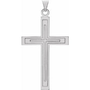 14k White 39x25 Mm Cross Pendant