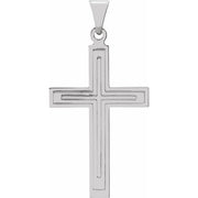 14K White 28x18 mm Cross Pendant