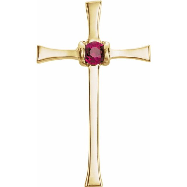 14k Yellow Natural Ruby Cross Pendant