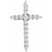 14K White 1/3 CTW Natural Diamond Cross Pendant