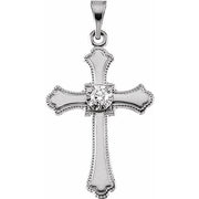 14K White .06 CT Natural Diamond Cross Pendant Mounting