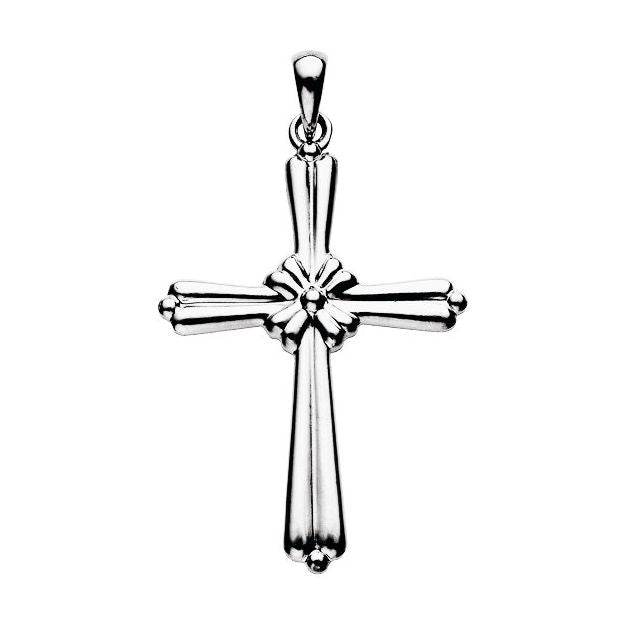 14K White Cross Pendant