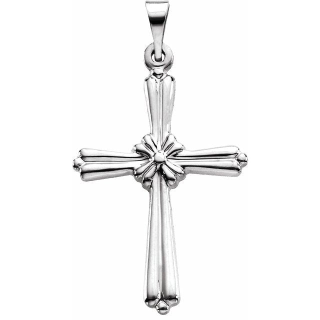 14K White Cross Pendant
