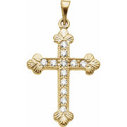 14k Yellow 1/4 Ctw Natural Diamond Cross Pendant