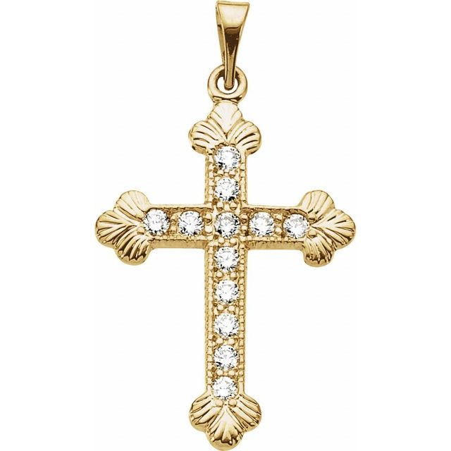 14k Yellow 1/4 Ctw Natural Diamond Cross Pendant