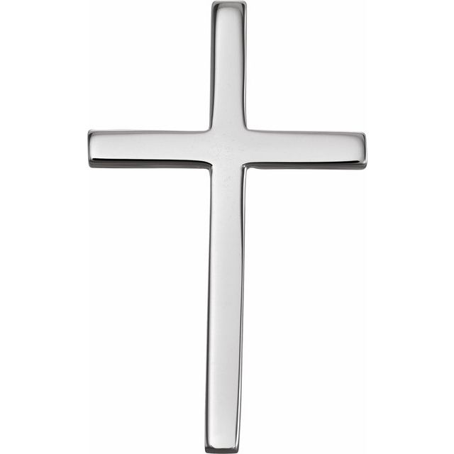 14K White 21.7x13.5 mm Cross Pendant