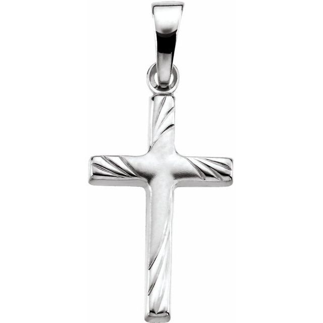 14K White 17.5x12 Cross Pendant