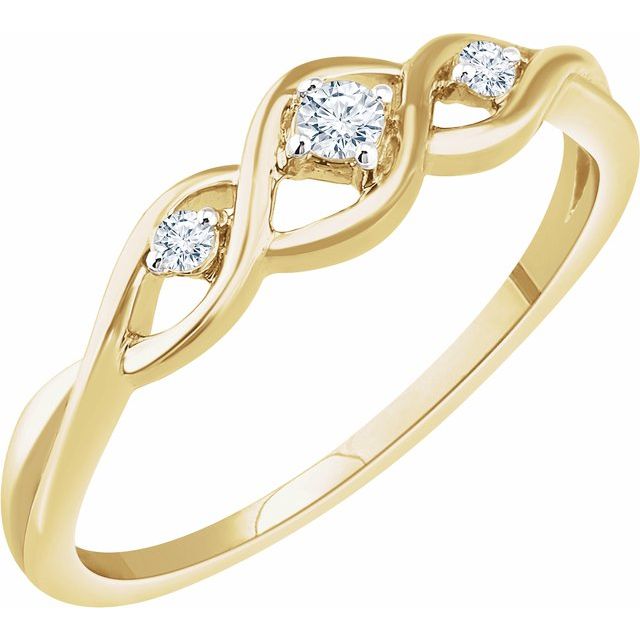 14k Yellow .08 Ctw Natural Diamond Freeform Ring