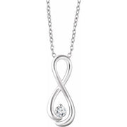14k White 1/6 Ctw Natural Diamond Infinity-inspired 16-18' Necklace