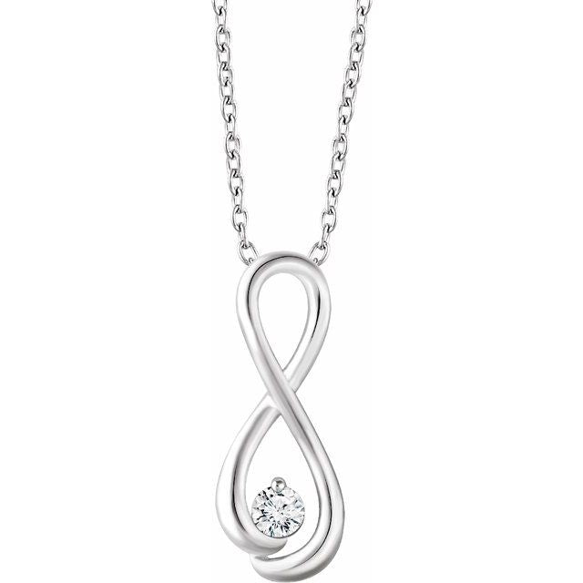 14k White 1/6 Ctw Natural Diamond Infinity-inspired 16-18' Necklace
