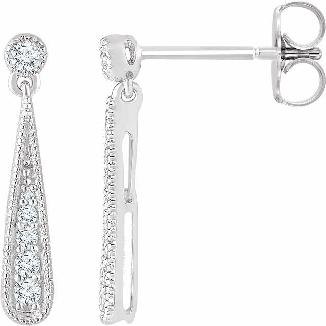 14k White 1/6 Ctw Natural Diamond Teardrop Earrings