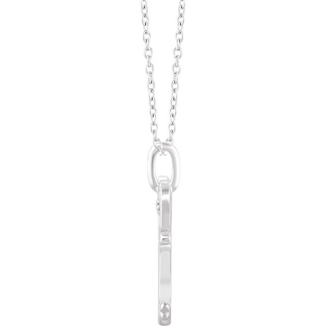 Sterling Silver .006 Ct Natural Diamond Key 16-18' Necklace