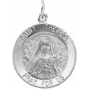 Sterling Silver 18 mm Round St. Theresa 18' Necklace