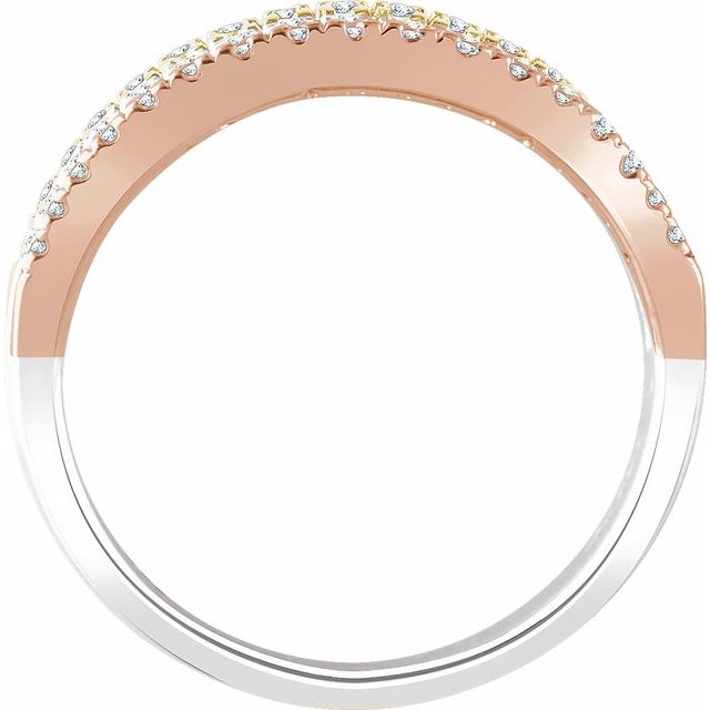 14k White/yellow/rose 1/2 Ctw Natural Diamond Stacked Ring