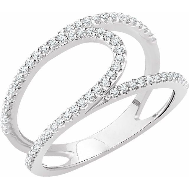 14k White 1/3 Ctw Natural Diamond Negative Space Ring