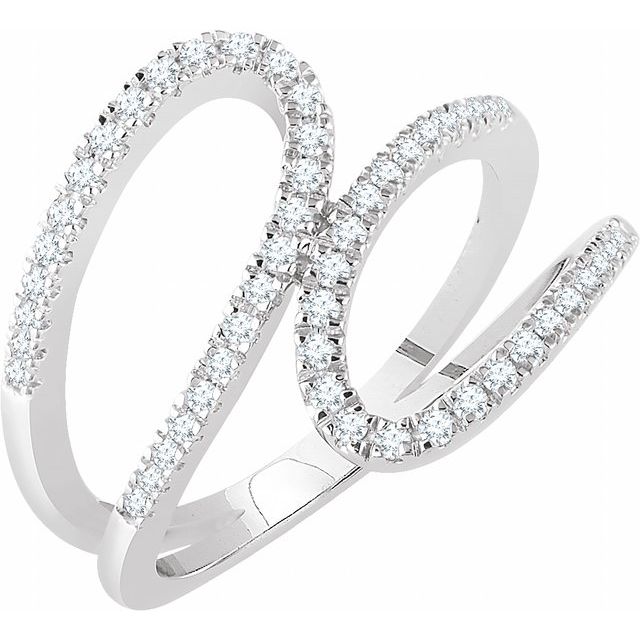 14k White 1/3 Ctw Natural Diamond Freeform Ring