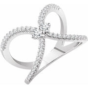 14k White 3/8 Ctw Natural Diamond Negative Space Ring