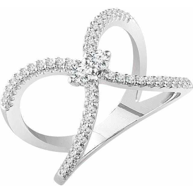 14k White 3/8 Ctw Natural Diamond Negative Space Ring
