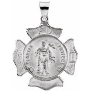 14K White 25 mm Hollow St. Florian Medal