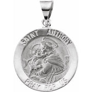 14K White 22 mm Round Hollow St. Anthony Medal