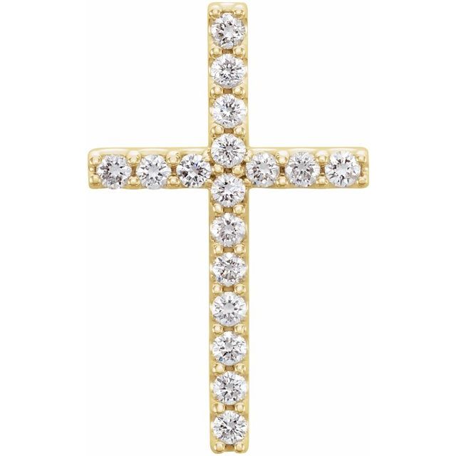 14K Yellow 1/4 CTW Natural Diamond Petite Cross Pendant
