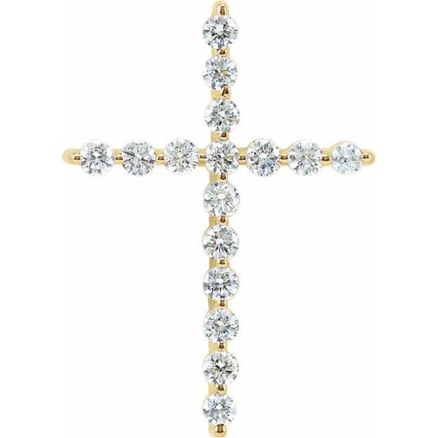 14K Yellow 1  CTW Natural Diamond Cross Pendant
