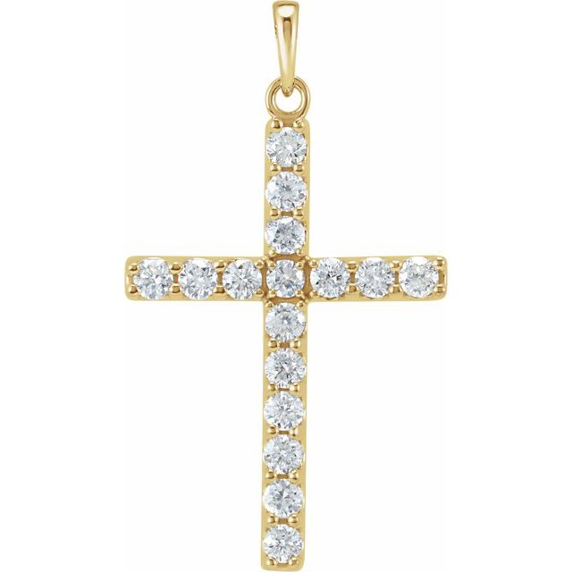 14K Yellow 1/5 CTW Natural Diamond Cross Pendant