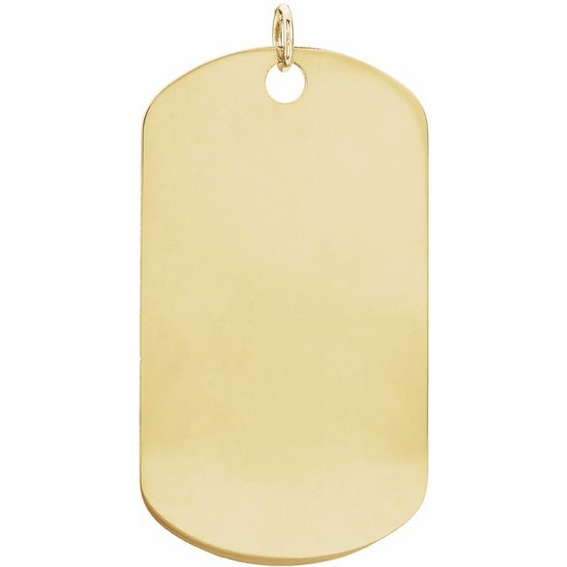 14K Yellow Engravable Dog Tag Pendant