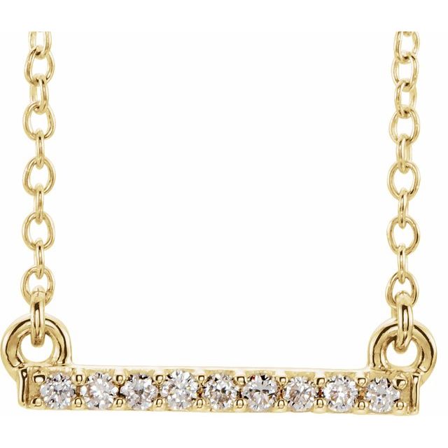 14k Yellow .07 Ctw Petite Natural Diamond Bar 16-18' Necklace