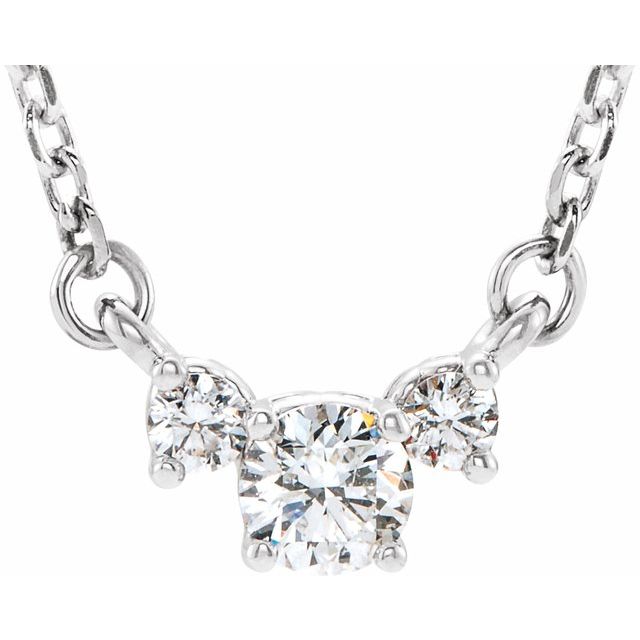 14k White 1/3 Ctw Natural Diamond 16-18' Necklace