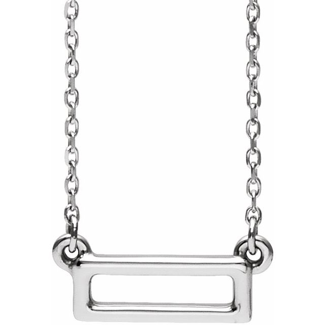 14k White Rectangle Bar 16-18' Necklace
