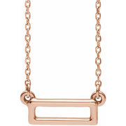 14k Rose Rectangle Bar 16-18' Necklace