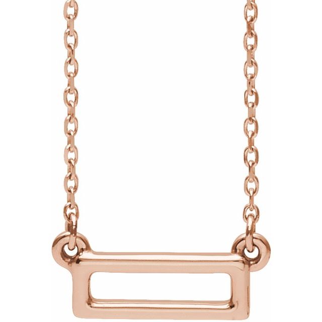14k Rose Rectangle Bar 16-18' Necklace
