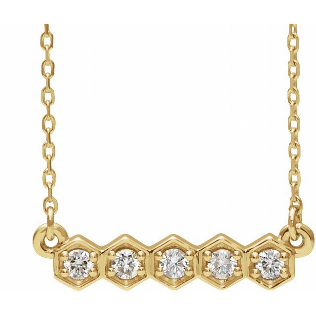 14k Yellow 1/5 Ctw Natural Diamond Bar 16-18' Necklace