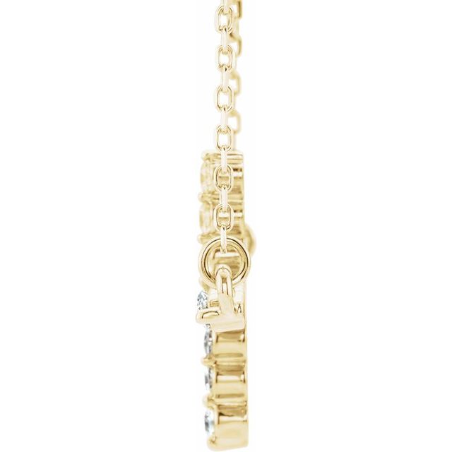 14k Yellow 1/5 Ctw Natural Diamond Sideways Cross 16-18' Necklace