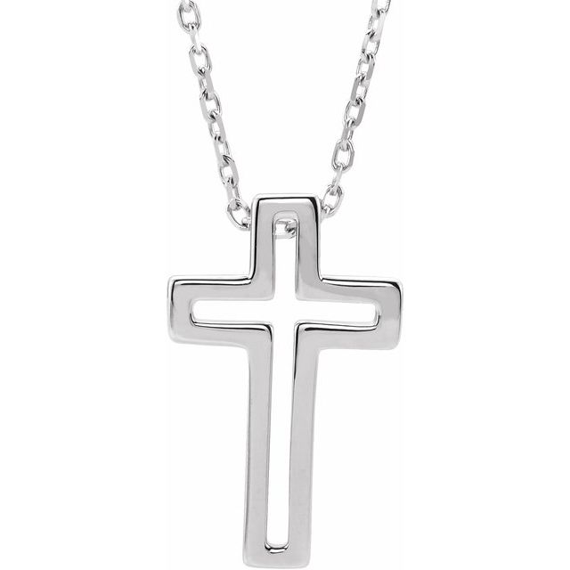 Sterling Silver Open Cross 16-18' Necklace