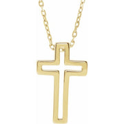 14k Yellow Open Cross 16-18' Necklace