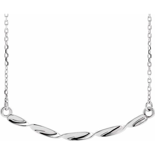14k White Twisted Bar 16-18' Necklace